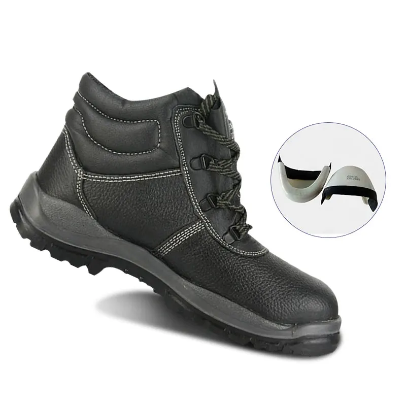 

OEM Construction Black Genuine Leather Men Ankle Boots Work Shoes