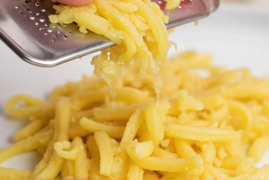 Close-up of fresh ginger being grated on a microplane with visible juice droplets