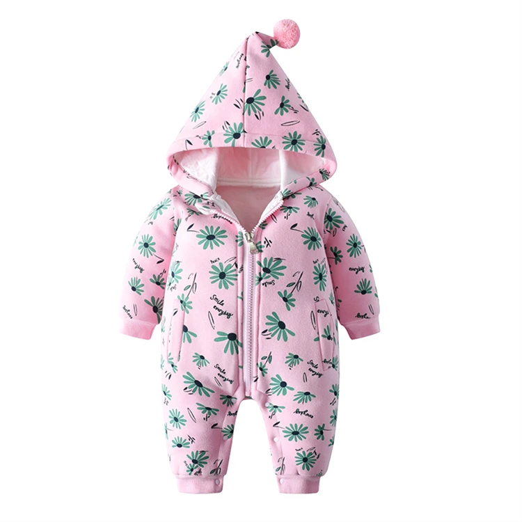 

High quality soft unisex floral baby rompers newborn baby gift, Green/pink