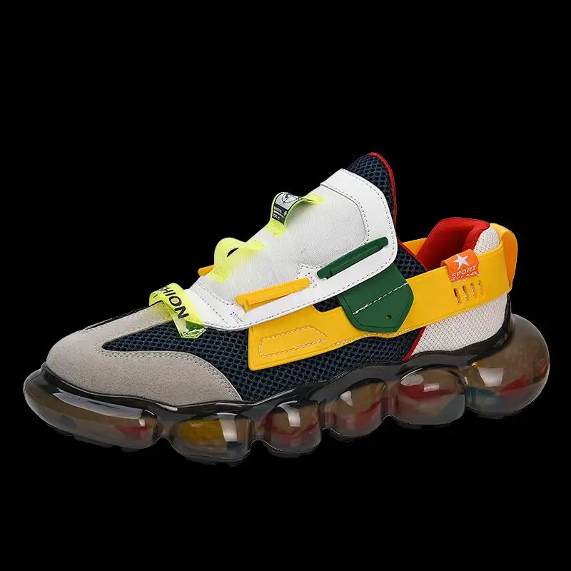 

Men Sports Shoes TPU+Popcorn Bottom New Design Fashiontrend Contrast Color Casual Men Running Shoes, White-blue;black-purple;orange