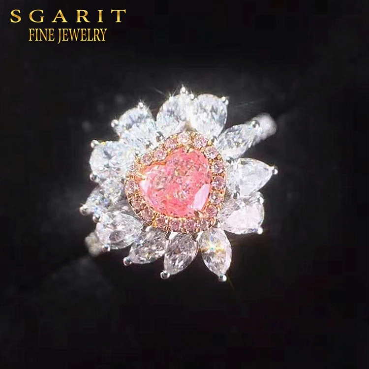 

Love Ring Wedding Jewelry 18k Gold GIA Certified 0.39ct FP SI1 Natural Pink Diamond Women Ring