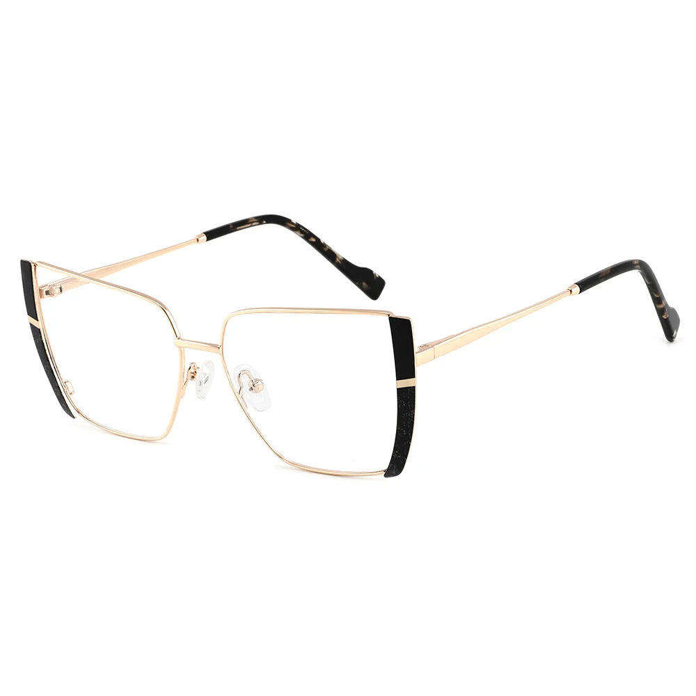 

High Quality Compact Unbreakable Metal Optical Frame Cat Eye Reading Glasses Frames shaped metal eyewear large frame