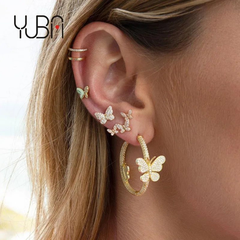

New Design Personality Fashion Gold Plated Drop Earrring Luxury Copper Inlaid Zircon Butterfly Earrings Jewelry For Women