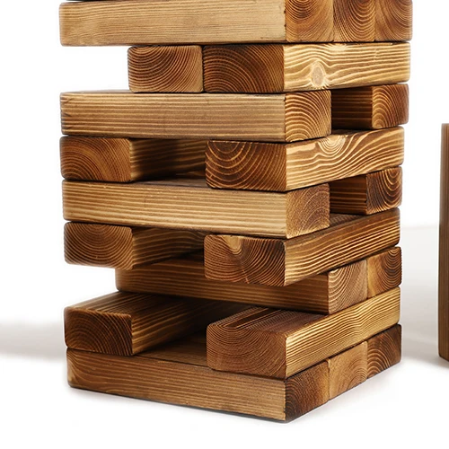 
WAFFLE GAMES Classic Burned Giant Tumbling Tower wood block stacking game - 66PCS 