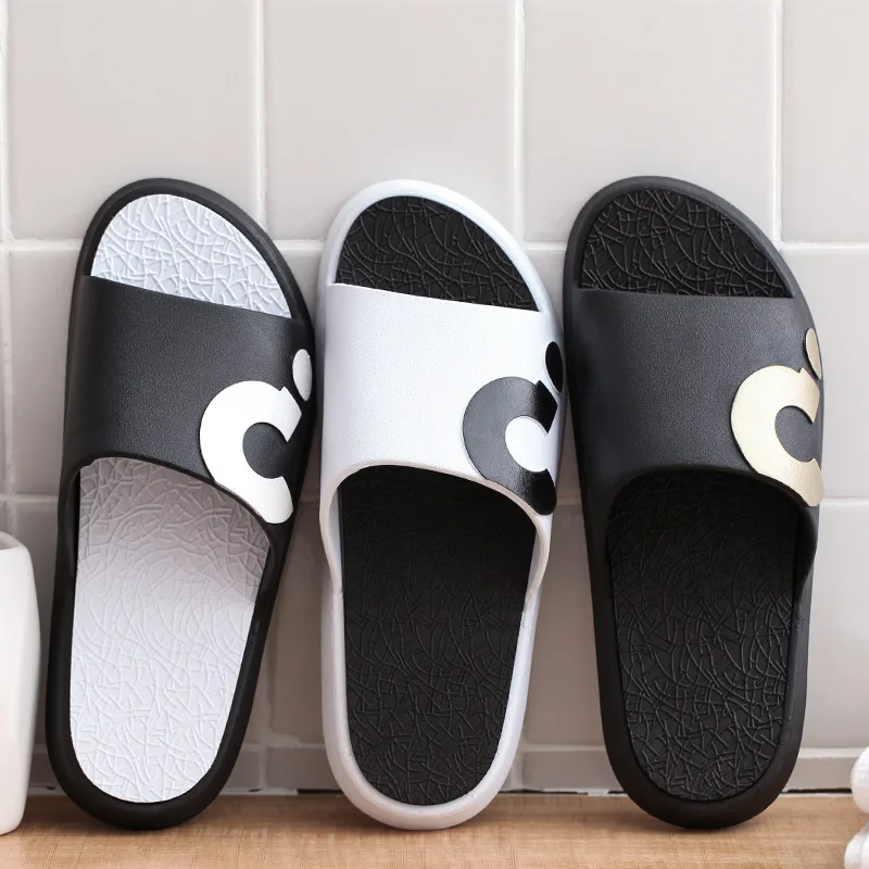 

Wholesale Men Summer Slides 2020 Slippers Non-slip Black Slides Slippers