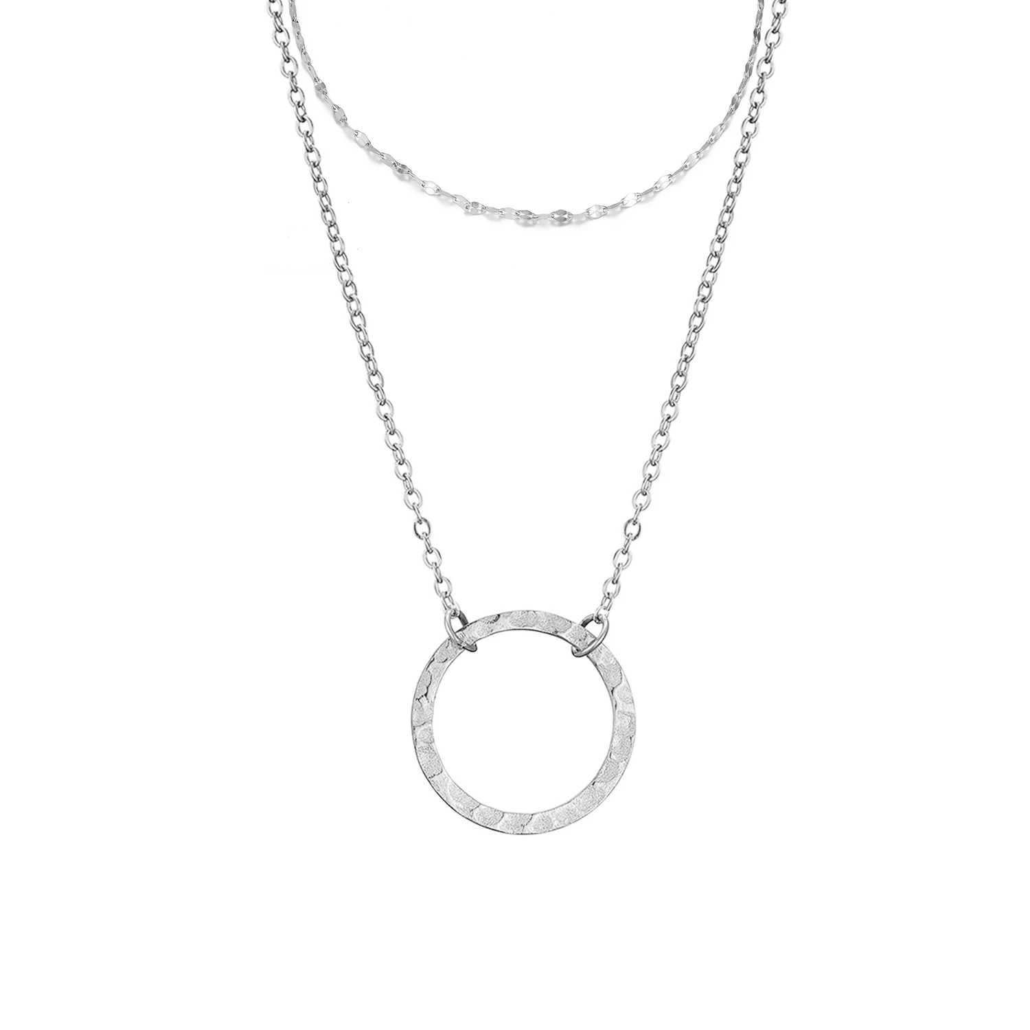 

Initial Circle Charms Necklace Silver Gold Plated Hypoallergenic Three Layered Link Necklace Chain Stainless Steel Necklace Sets