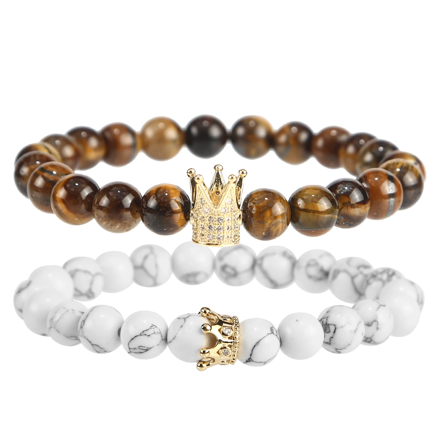 

Lovers long distance Bracelet White Lite stone agate stone crown bracelet Jewelry