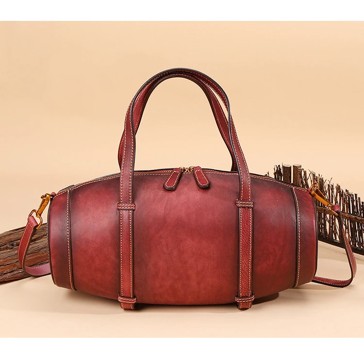 High Quality Vintage Women Hand Bag Genuine Leather Bucket Bag