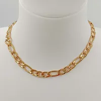 

fashion 12 inch -22 inch choker necklace ,cuban stainless steel chain with real 18k gold plating