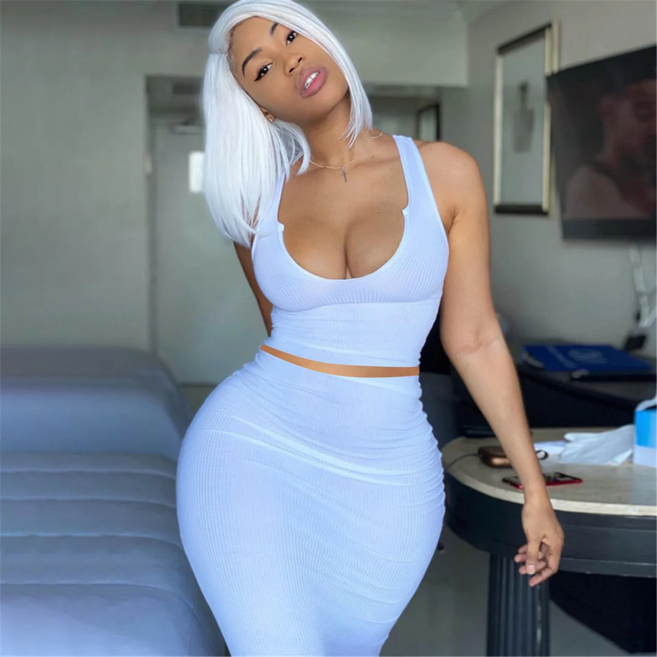 

FS4132A 2021 Top trend casual outfits women 2 piece set