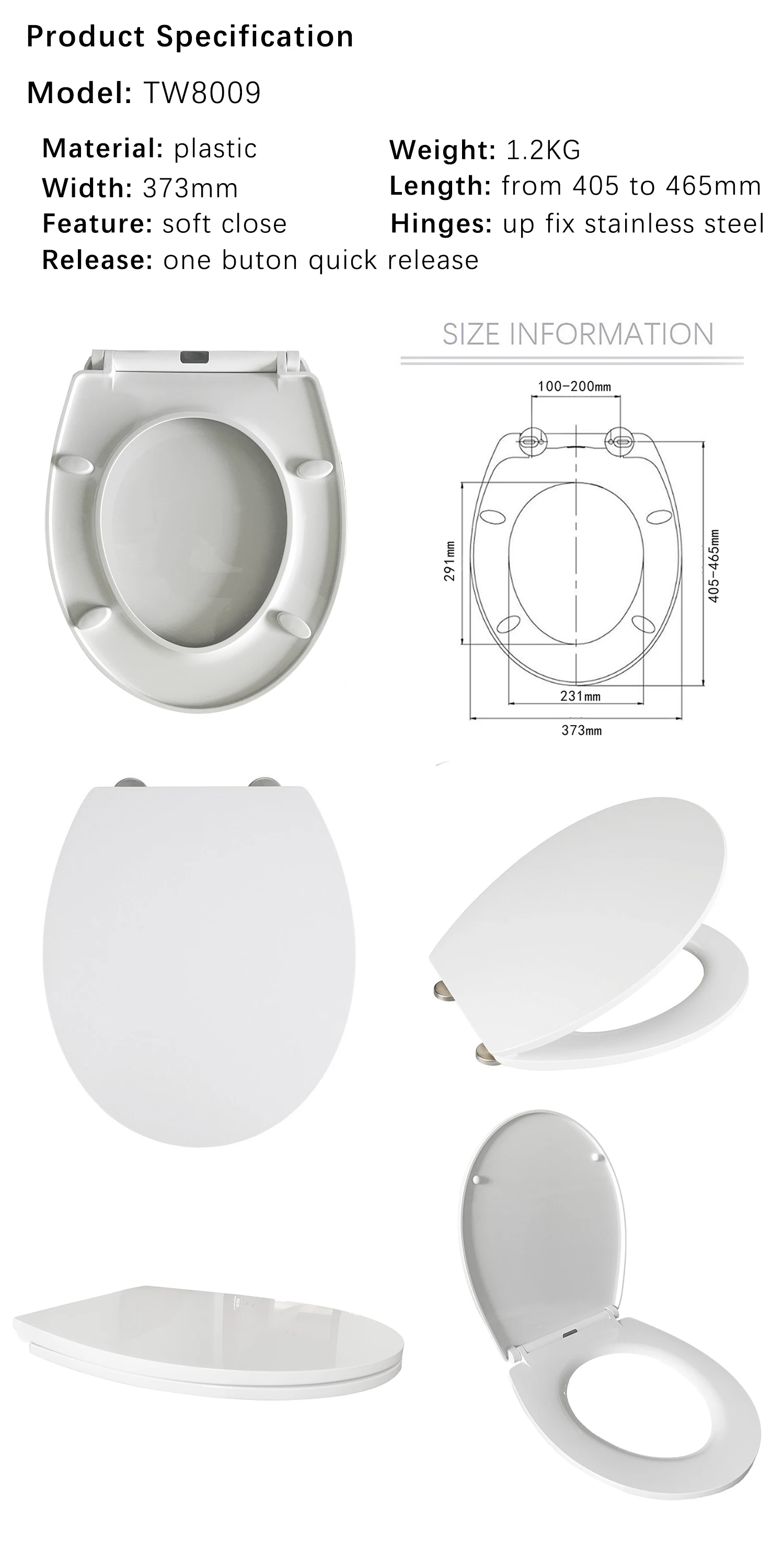 European Size Pp Soft Close Clean Convenient Toilet Seat Slow Down