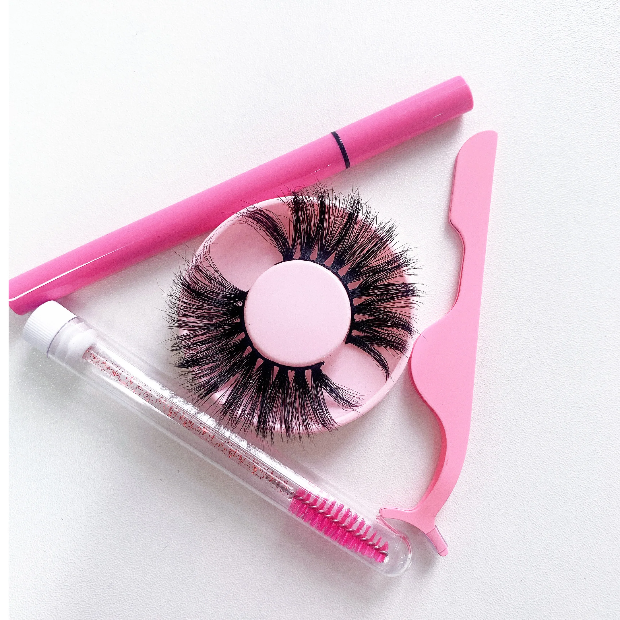 

Super Fluffy Mink Fur Lashes Extra Dramatic Long Wholesale full strip lashes with eyelash packaging 25mm mink lashes, Black color