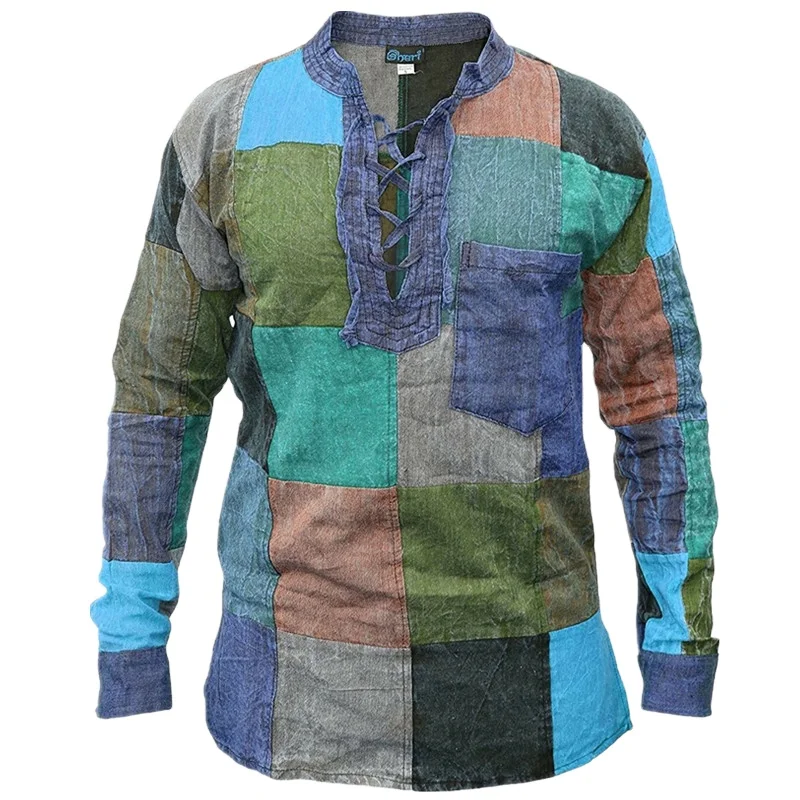 

Men Color block Long Sleeve shirt Round Neck Tops Summer Holiday Casual Tee Men Top Streetwear Casual Tees Shirt Men clothing