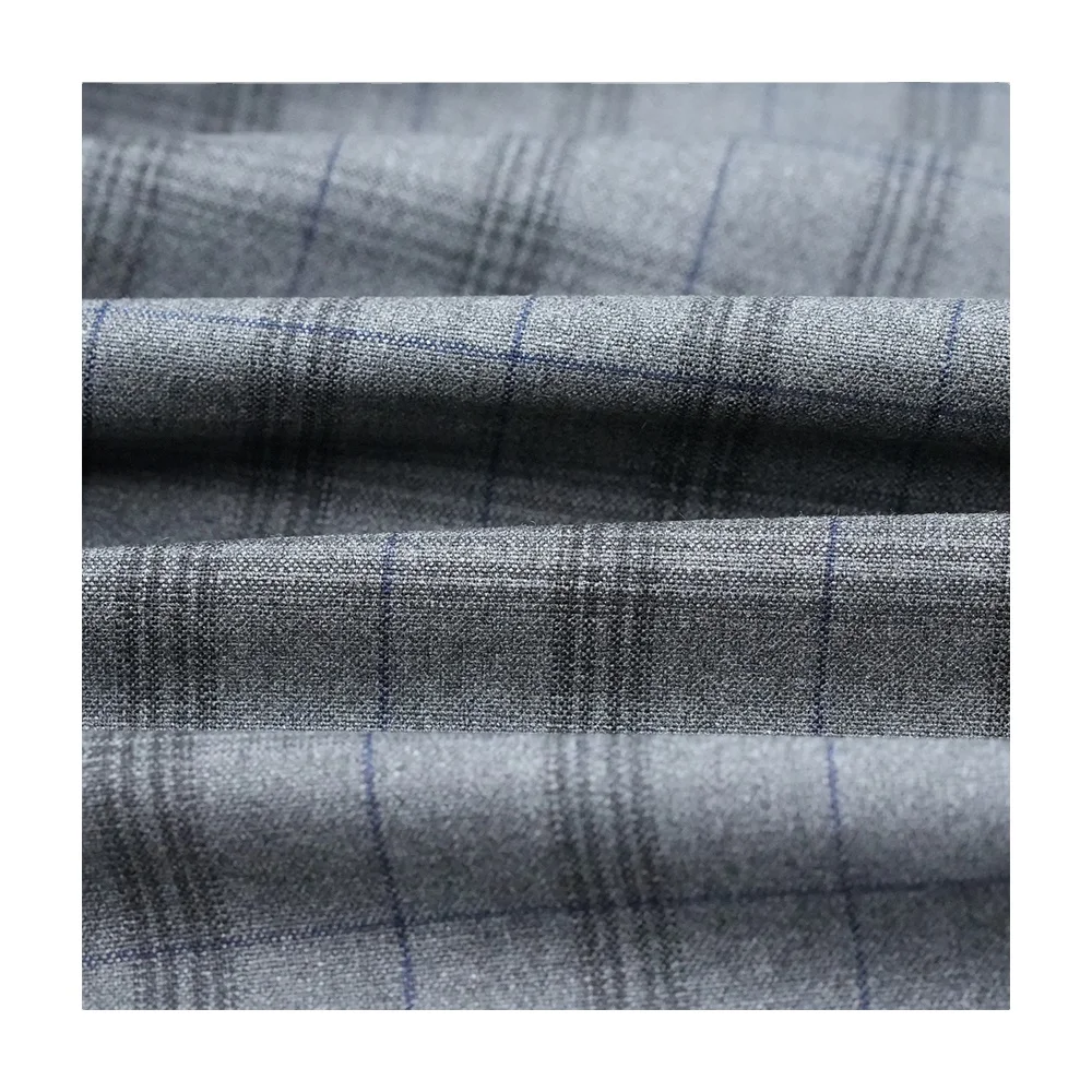 New Fashion TRW Wool/Polyester Blend Fabric Grey Checks Woven Technique Yarn Dyed Pattern for Man/Women's Suits and Garments
