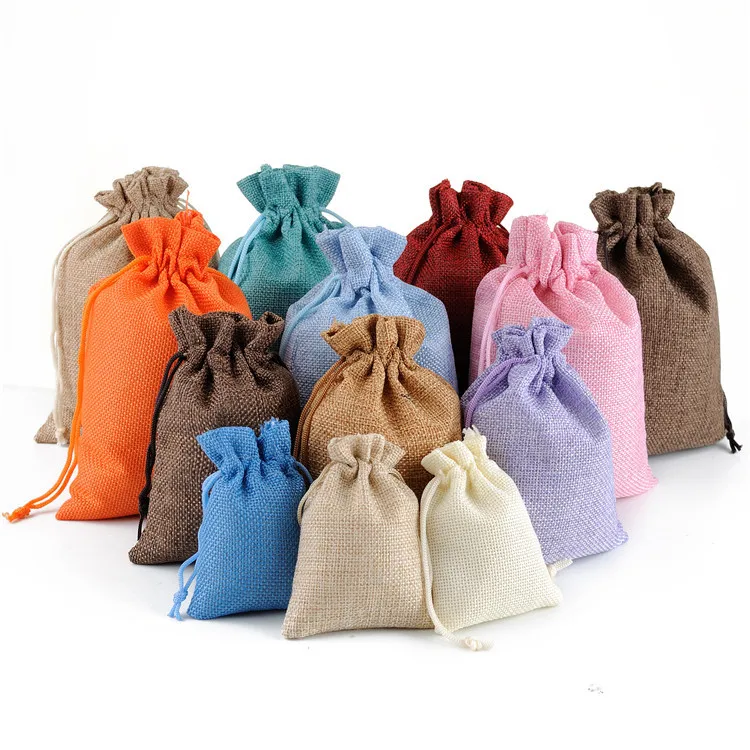 

Small Custom Logo Tea Flask Packaging Bags Jute Linen Pouches With Logo For Jewelry Sunglasses Makeup Essential Oil Tea