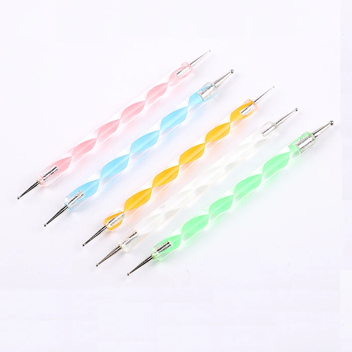 

Professional Two-way 5pcs a set Swirl Marbleizing Nail Art Tool Nail Dotting Pen