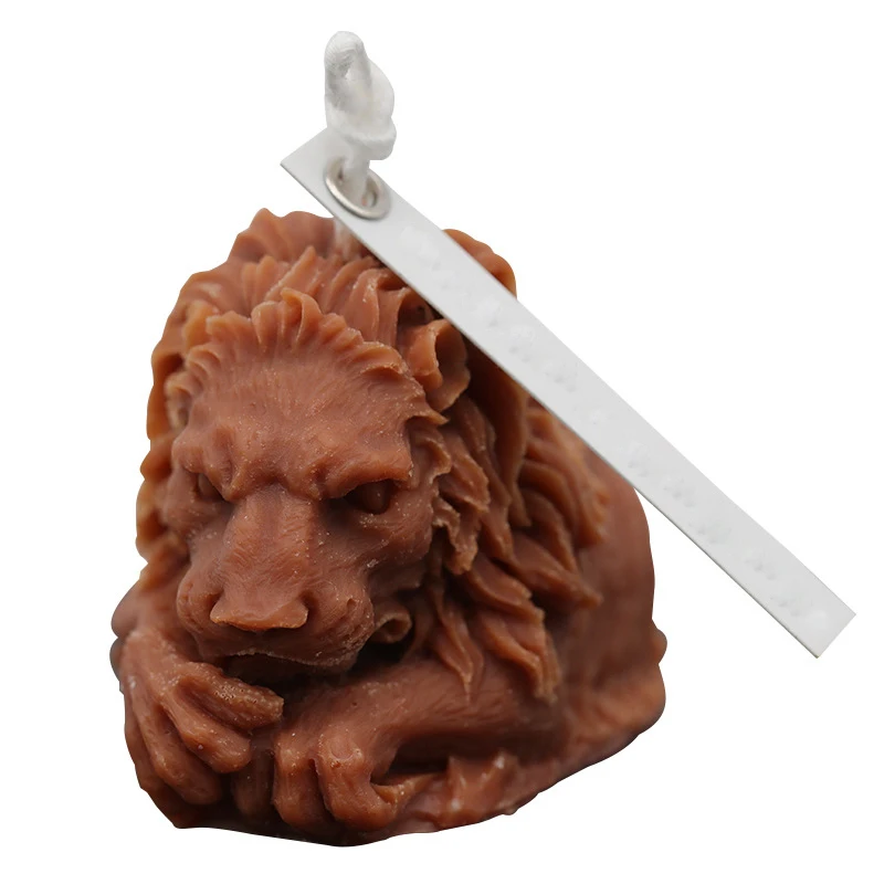 

3D lion candle silicone resin mold DIY retro european style lion candle fragrance candle mold, White