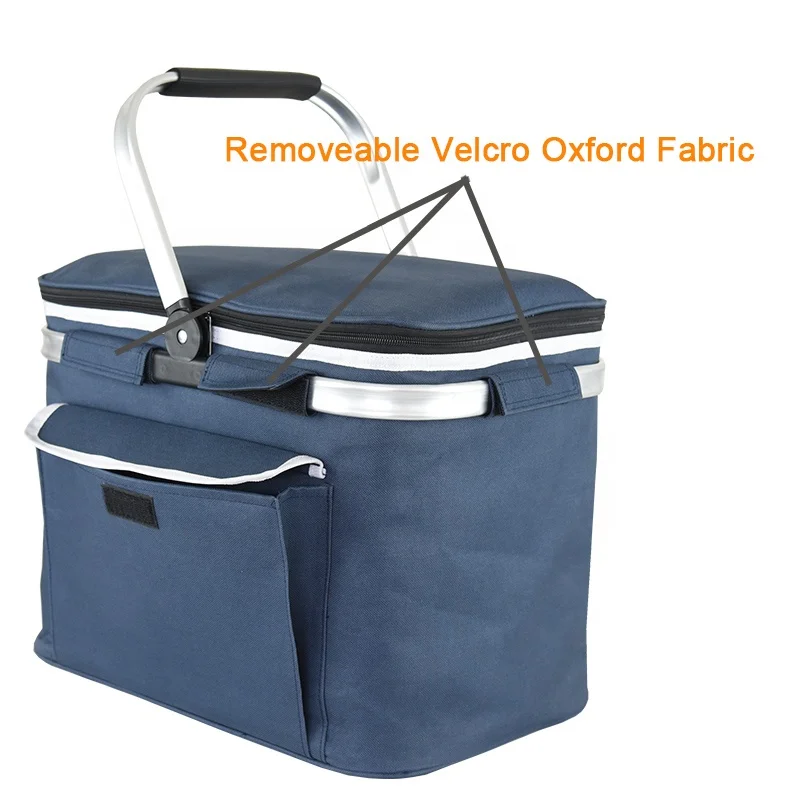 

30L Large Shopping Travel Camping Grocery Bags Internal Pockets Leak-Proof and Insulated Picnic Basket, Customized color