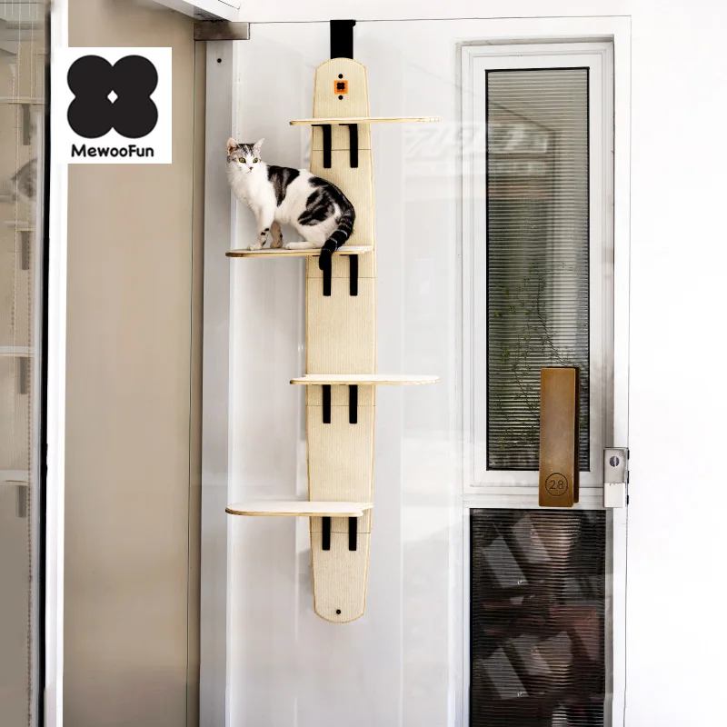 

MewooFun 4-Levels Versatile Cat Climber Shelves Door Mounted Vertical Cat Tree Tower with Carpeted Platform for Indoor Cats