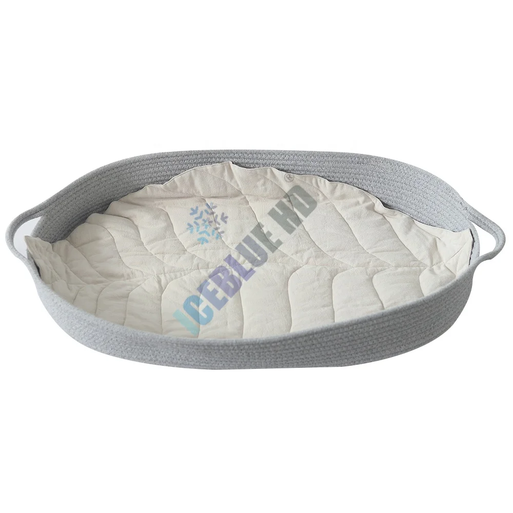 

ICEBLUE HD Grey Baby Changing Basket wicker Seegrass Natural Cotton Woven Rope Changing Basket with Pad, Jute