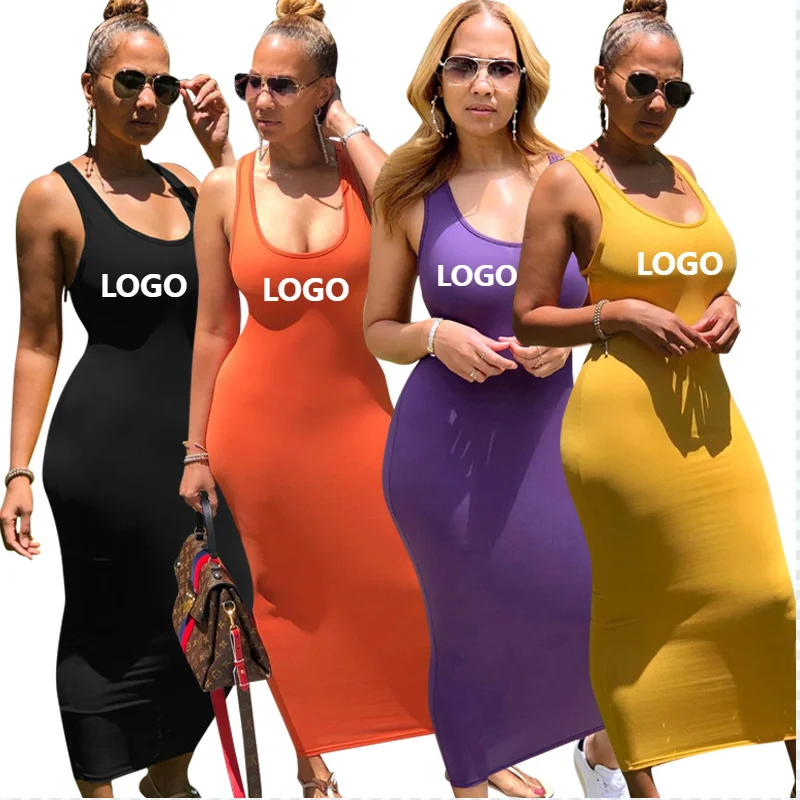 

Women Night Dress Fashion Sexy Casual Summer Solid Color Slim Strapless Backless Long Club Dress 2021 Customizable logo