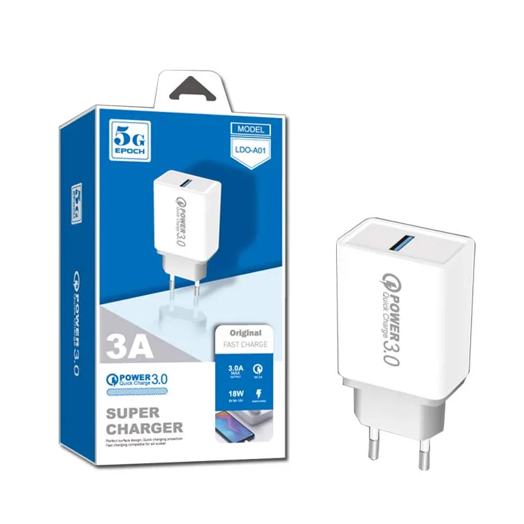 

Fast charger USB wall charger adapter with USB cable charger, White