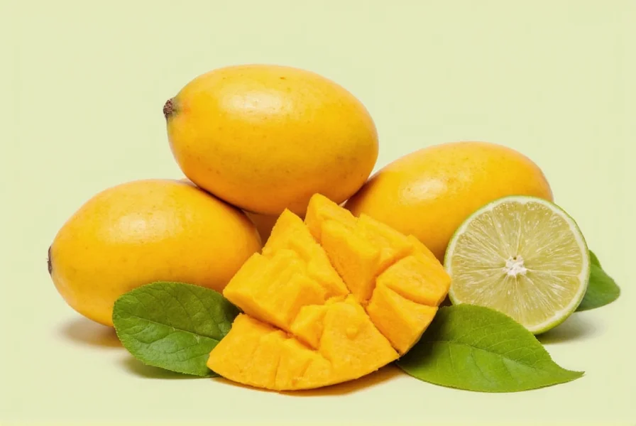 Mango chunks in a glass bottle with infused oil
