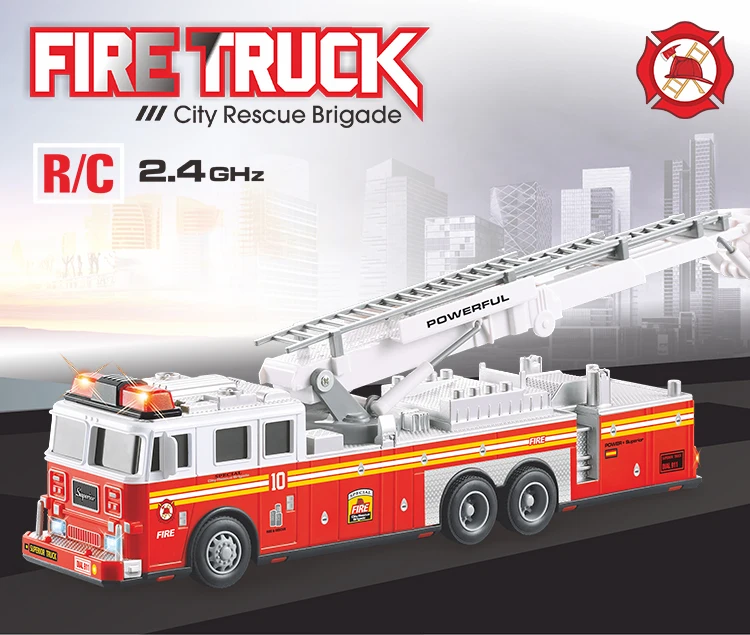 RC Fire Truck Remote Control Large Kids Toy Full Function Rechargeable Firetruck 