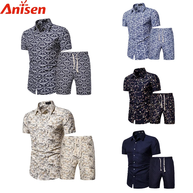 

2020 Digital Print Hawaiian Floral Short Sleeve Casual Mens Shirts for Beach Swim, Custom color