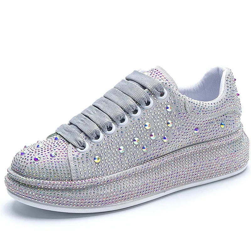 

Dropshipping Women Shining Rhinestone Shoes Women's Low Top Chunky Sole Shoes Fashion Trends Lady Sneaker