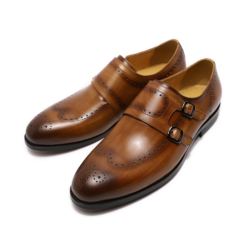 

Handmade Genuine Leather Shoes Double Monk Strap Brown Slip On Casual Dress Shoes, Requirement