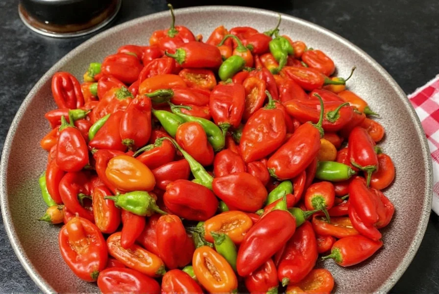 Bright orange habanero peppers on a white background