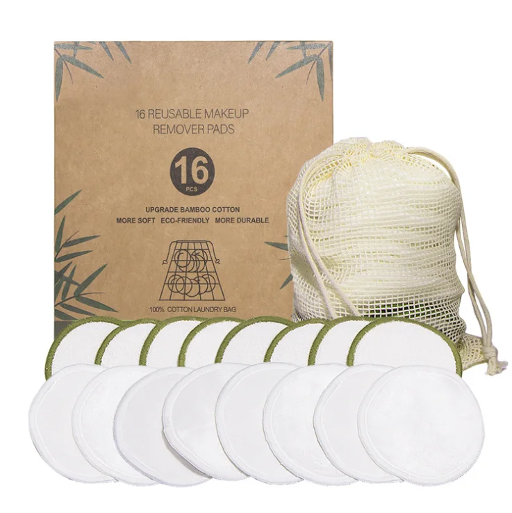 

Biodegradable Organic Cotton Remover Makeup Pads Bamboo Terry Makeup Remover Pads Set