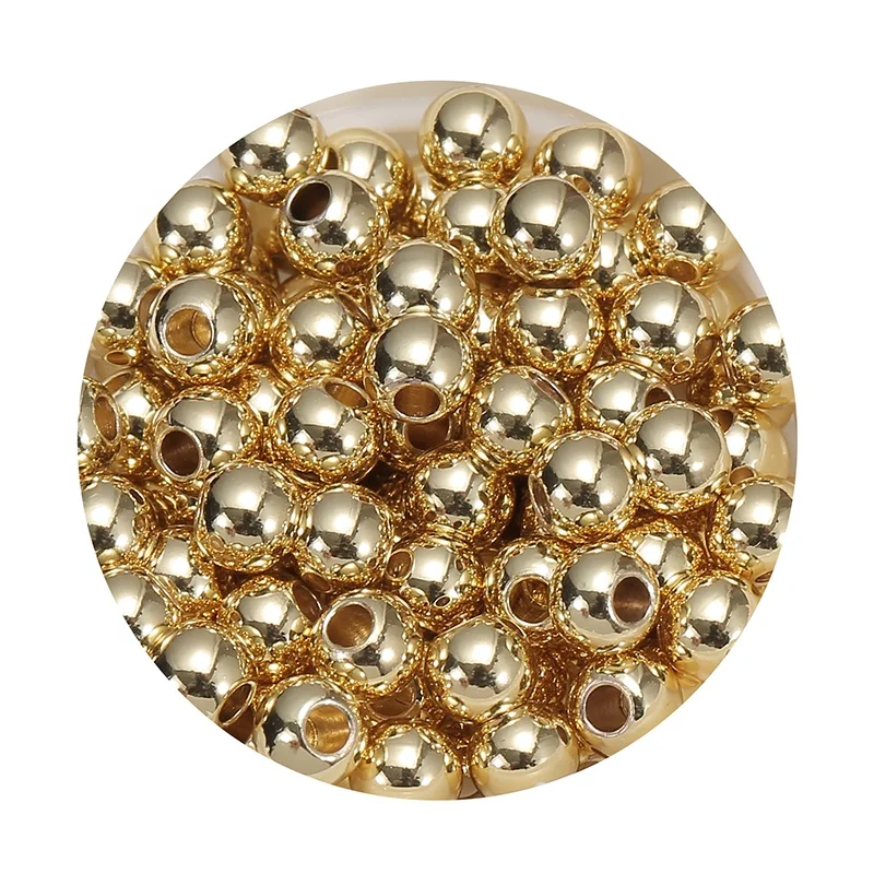 

Wholesale High quality gold Copper Jewelry Accessories Gold polishing DIY Round Beads Smooth Spacer Loose Beads for jewelry, Picture