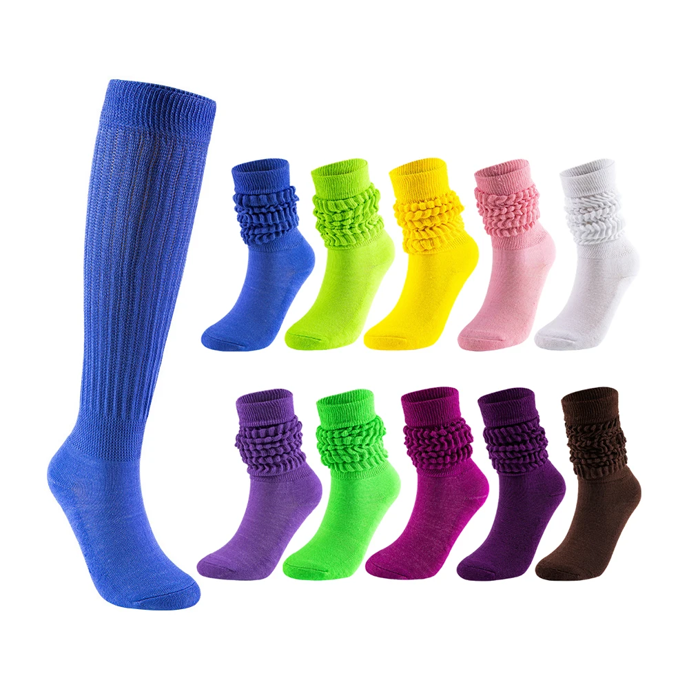 

High Quality Colorful Girls Women Custom Design Heavy Slouch Socks Thick Cotton Long Knee High Slouch Socks, Picture shows