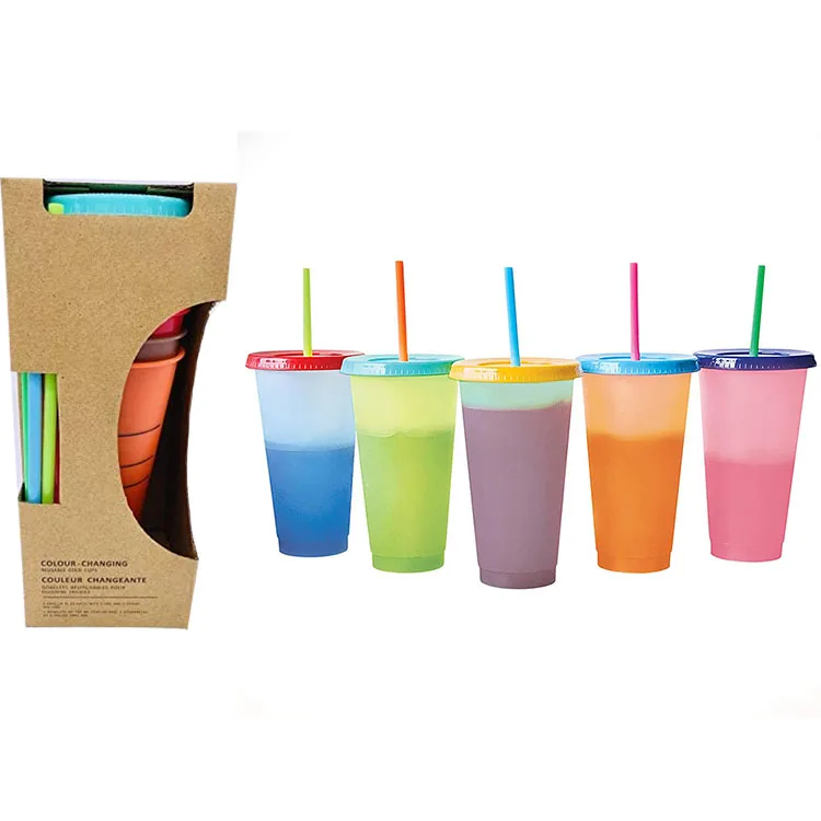 

New Design Product Summer Reusable Plastic Bulk Home Drink Water Temperature Color Changing Tumbler Cups, Customized color