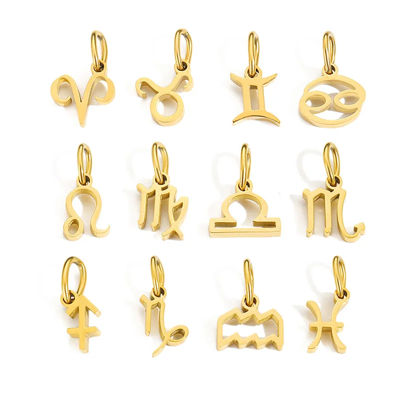 

Fine Jewelry Zodiac Sign Pendant Charms For Making Finding Jewelry Stainless Steel 12 Zodiac Necklace Pendant