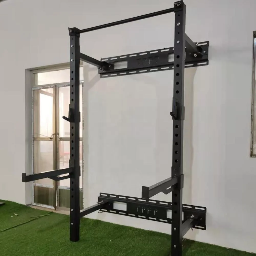 

gym equipment weight lifting power rack gym multi power rack power cage squat rack foldable, Black