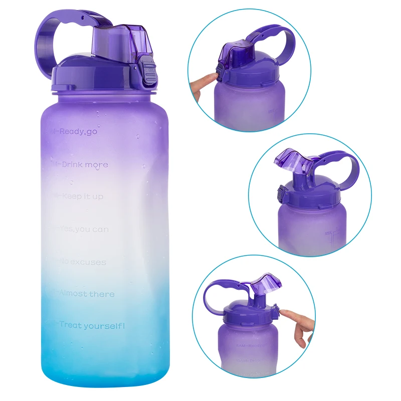 

1 gallon water bottle with time marker motivational water bottle 64oz with straw