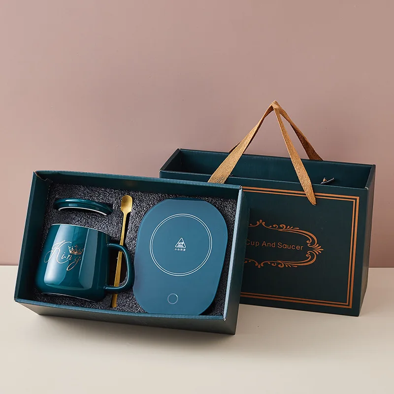 

USB custom logo emerald reusable luxury ceramic coffee cups mugs with gift box water heater, As picture