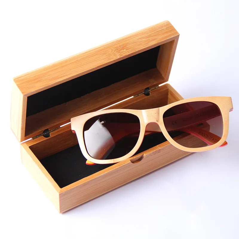 

Bamboo wood Glasses Box Fashion Sunglasses Case Rectangular clamshell wooden box with customized logo