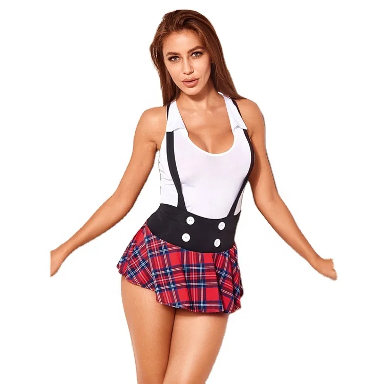 

PoeticExist Sexy College Style Girl Student Lingerie Erotic Plaid Skirt Set