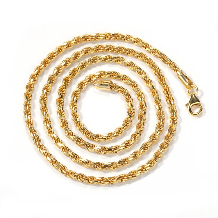 

New arrives 18k gold plated 3mm 925 sterling silver choker twisted chain necklace, Gold silver