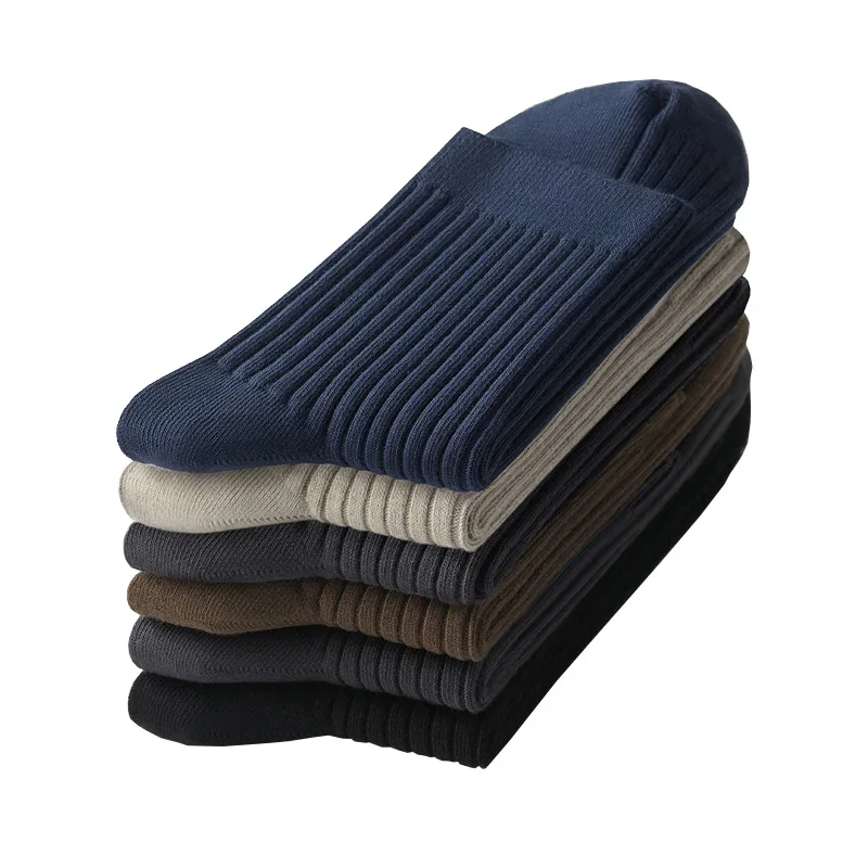 

Solid Color Breathable Soft Cotton Bamboo Fiber Mens Business Dress Crew Socks