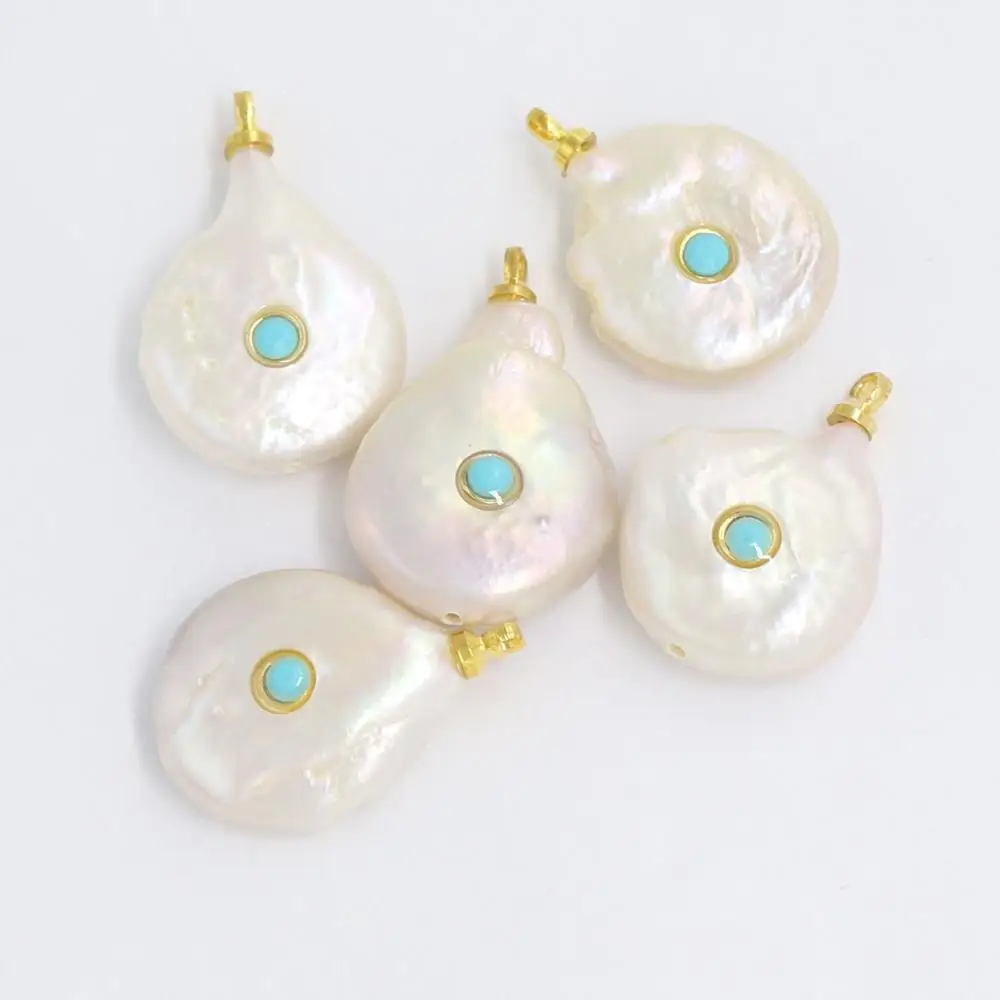 

Latest fashion hot sale freshwater pearl micro pave jewelry necklace pendant, White
