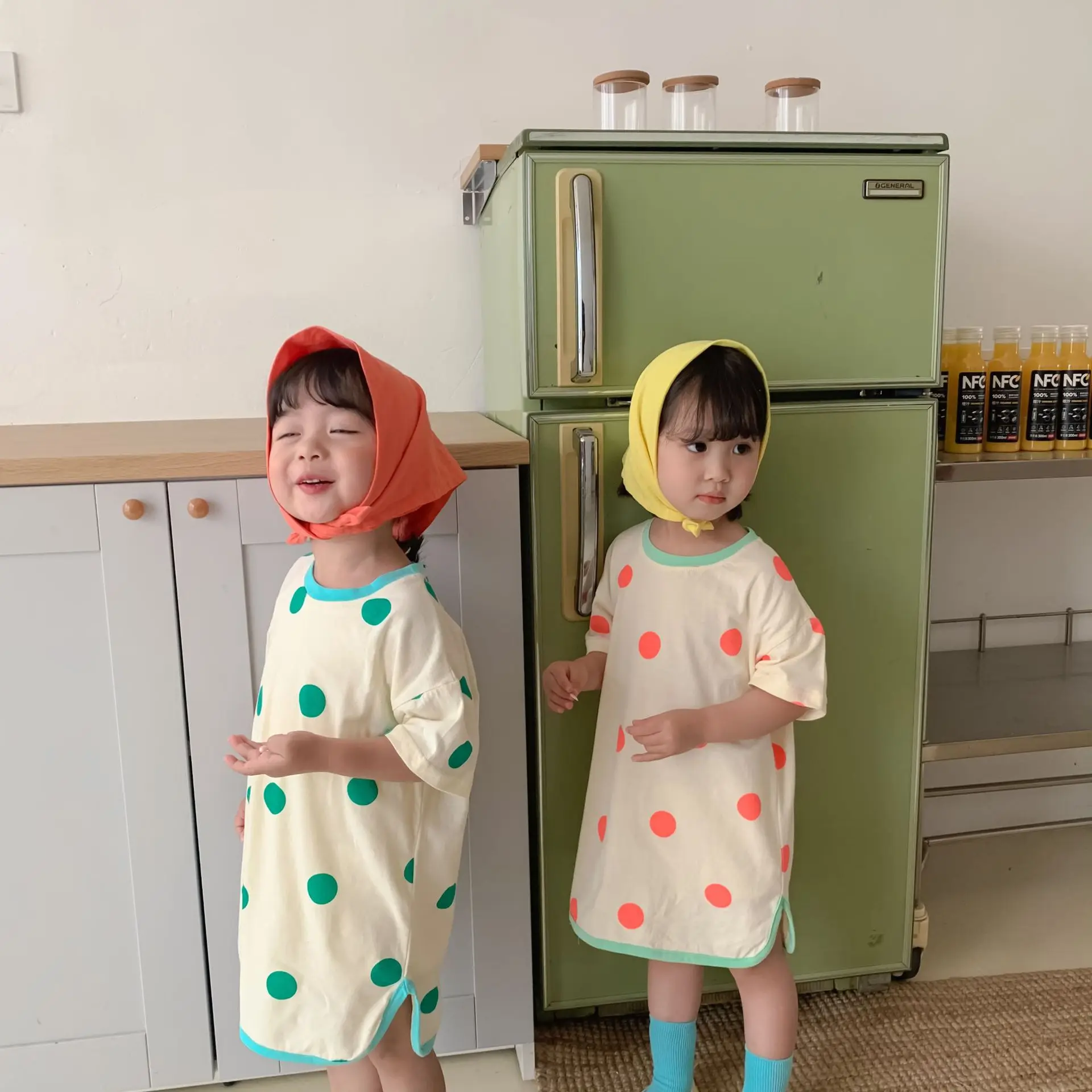 

Kid Clothes Wholesale Baby Clothes Little 2021 Summer Girls Dress Girl Birthday Dress Cotton Dotted Skirt