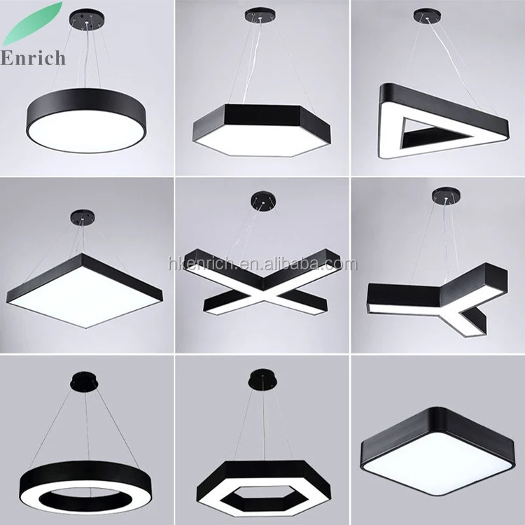 LED Office Pendant Light White Black Iron Lamp Led Chandelier for Clothing Store Restaurant Ring Lighting