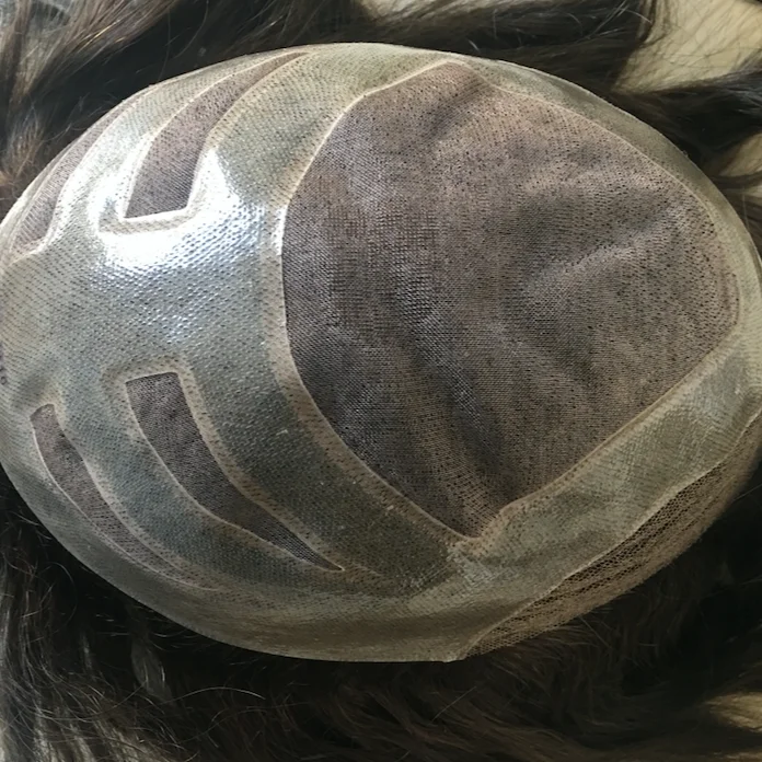 

100% human hair adhesive toupee for men