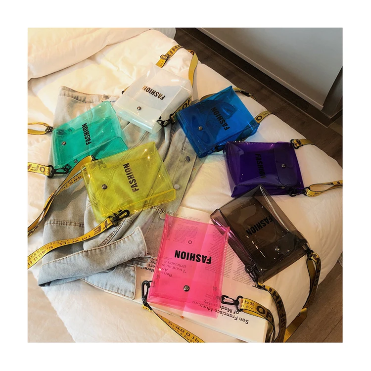 

Women PVC 2021 New Fashion Jelly Flap Bag Fairy Transparent Cross Body Bag Lady Luxury Messenger Clear Shoulder Mobile Phone Bag, Customized color