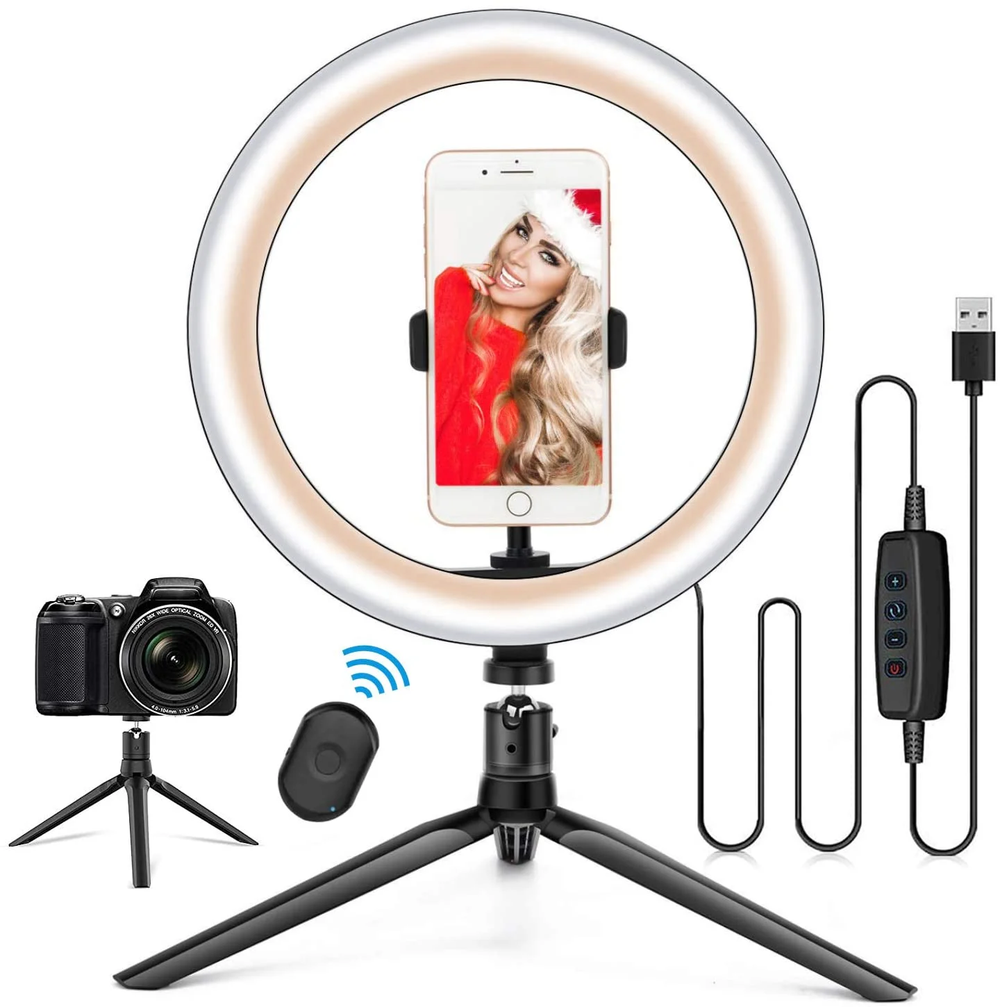 

Alibaba suppliers 10in 12in 18in adjustable dimmable table selfie ring light make up video live light ring